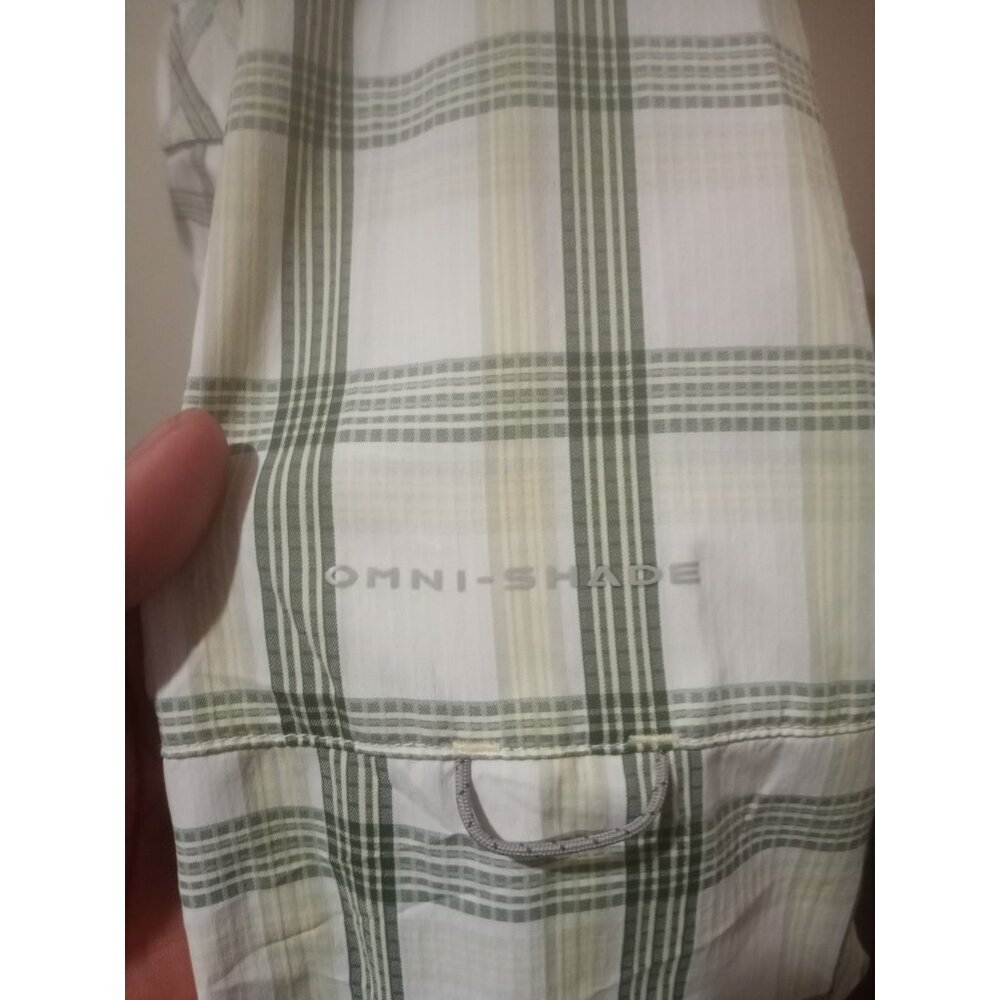 Columbia PFG Omni Shade Long Sleeve Shirt Mens 2XL Green White Plaid Casual - Picture 6 of 12
